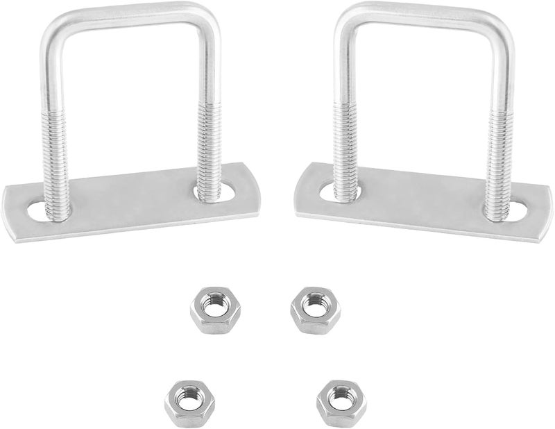 Jersvimc 2Pcs Stainless Steel Square U-Bolt Clamp M8x40x65mm - (Thread Size x Inner Width x Length), Mini Metal U Bolts Pole U Bolt Brackets for Camper Trailer Marine Boat - Image 2